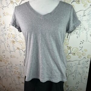 Reiss XS Gray V Neck Short Sleeve Casual T Shirt 100%‎ Cotyon Top With Flaw